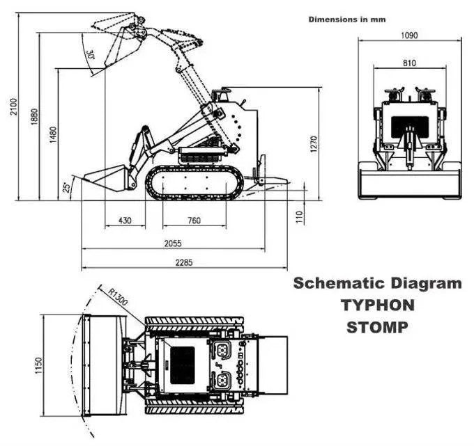 TYPHON STOMP 1,800lbs Mini Skid Steer 23HP Gas EPA Engine USA