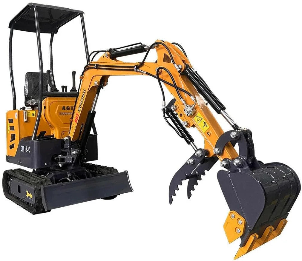 AGT 13.5 HP B&S 1-ton Mini & Small Excavator Micro Crawler Digger, Gasoline, Wit