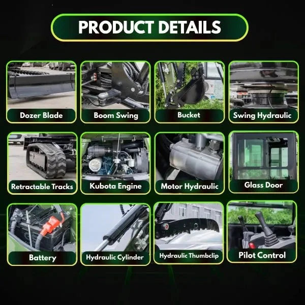 TYPHON TERROR XXV Diesel Mini Excavator 2.7 Ton, 25.1 hp Kubota D1105...