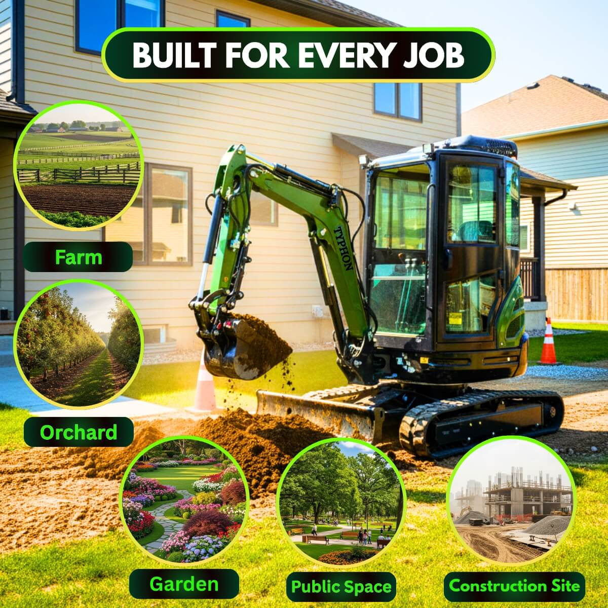 TYPHON TERROR XXV Diesel Mini Excavator 2.7 Ton, 25.1 hp Kubota D1105...
